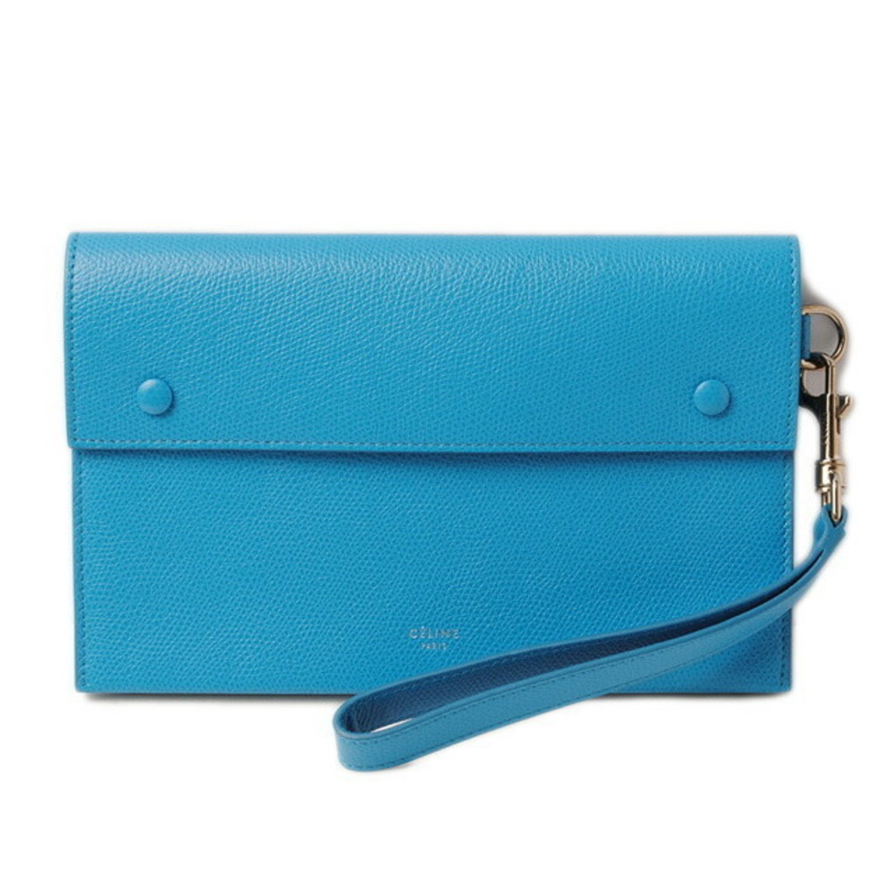 Celine Evening Clutch Bag Calf Light Blue